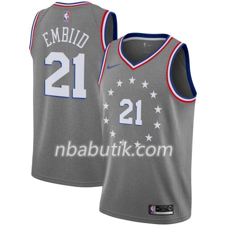 NBA Mænd Trøje Philadelphia 76ers Joel Embiid 21 2018-19 Nike City Edition Grå Swingman NBA Mænd Trøje Philadelphia 76ers Joel Embiid 21 2018-19 Nike City Edition Grå Swingman